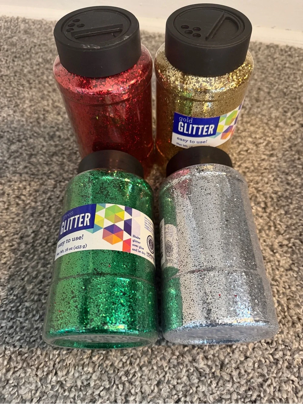 Glitter Assorted Colors - Red, Green, Gold, Silver